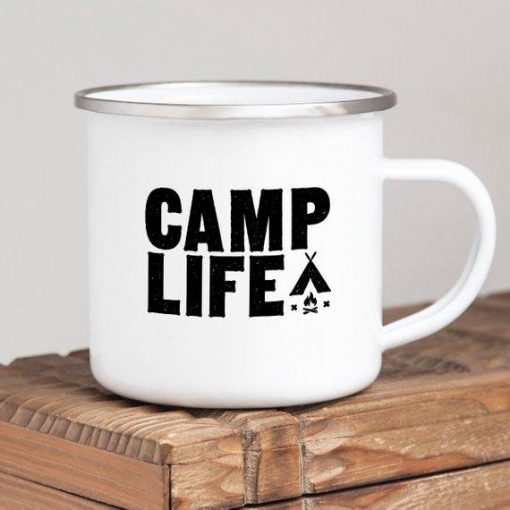 Camping Mug Enamel Mug Campfire Mug Camp Life Tin - Camping Gifts - Stitch & Simon