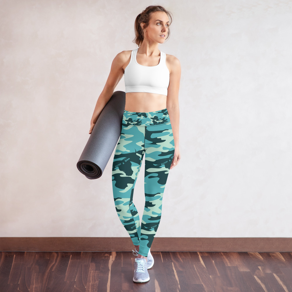Turquoise Blue Camouflage Womens Leggings - Sustainable Outdoor Clothing |  Camouflage Gear | Stitch & Simon | British Brand